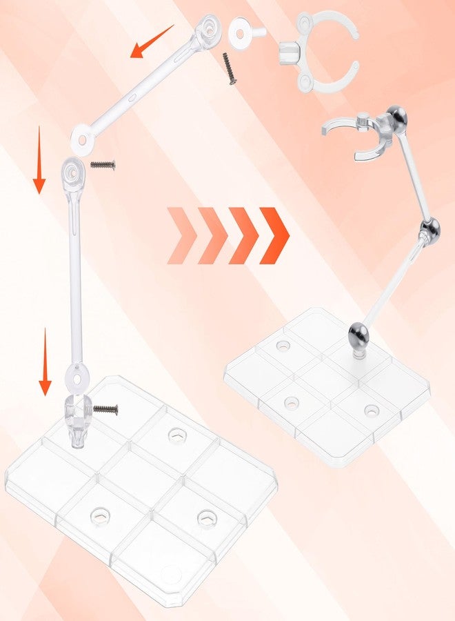 Exclaith 2 Pack Action Figure Stand Assembly Action Figure Display Holder Base Doll Model Support Stand for 3.75" and 6" Figures or Effects Clear 1/144 HG/RG Model Toy - Image 3